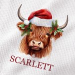 Henkilökohtainen Floral Santa Hat Highland Cow Super imukykyinen mikrokuituvahvisteinen vohveliteepyyhe nimellä Kitchen Decor joululahja perheelle yst