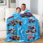 Personalisierte Monstertruck Geländewagen Weiche Decke mit Namen Haus Deko Geburtstag Geschenk für Jungen Herren