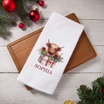 Henkilökohtainen Floral Santa Hat Highland Cow Super imukykyinen mikrokuituvahvisteinen vohveliteepyyhe nimellä Kitchen Decor joululahja perheelle yst