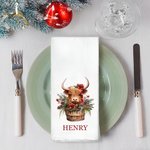 Henkilökohtainen Floral Santa Hat Highland Cow Super imukykyinen mikrokuituvahvisteinen vohveliteepyyhe nimellä Kitchen Decor joululahja perheelle yst