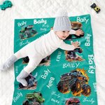 Personalisierte Monstertruck Geländewagen Weiche Decke mit Namen Haus Deko Geburtstag Geschenk für Jungen Herren