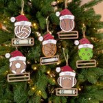 Ballon de Baseball Volleyball Personnalisé avec Chapeau de Père Noël Porte monnaie Ornement de Noël avec Nom Année Fête Favors Cadeau pour Entraîneur 