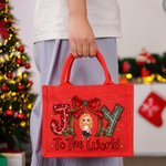 Personalised Joy To The World Cartoon Character Eco-friendly Jute Tote Bag Christmas Gift for Friend Family