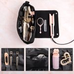 Personalized Scissor Leopard Print Portable Hair Tool Storage Bag with Heat Resistant Mat and Name Birthday Travel Accessories Gift for Women