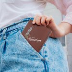 Personalised Birth Flower Leather Compact Bifold Pocket Wallet with Name Birthday Anniversary Gift for Women