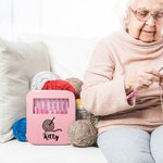 Personalised Pink Yarn Ball Pattern Hooks 8 Pcs Set with Storage Case with Name Birthday Mother's Day Gift for Sewing Crocheting Lovers