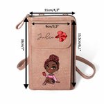 Personalisierte Cartoon Mädchen Umhängetasche aus PU-Leder mit Geldbörsenfach Namen und Geburtsblume Geburtstagsgeschenk für Damen