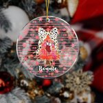 Personalized Glitter Bow Christmas Tree  Acrylic Ornament with Name and Initial Holiday Decor Christmas Gift for Friend Family