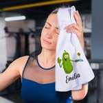Personlig tecknad inlagd gurka Pickleball Absorbera svett Våffelhandduk med namn Present till Pickleball-älskare
