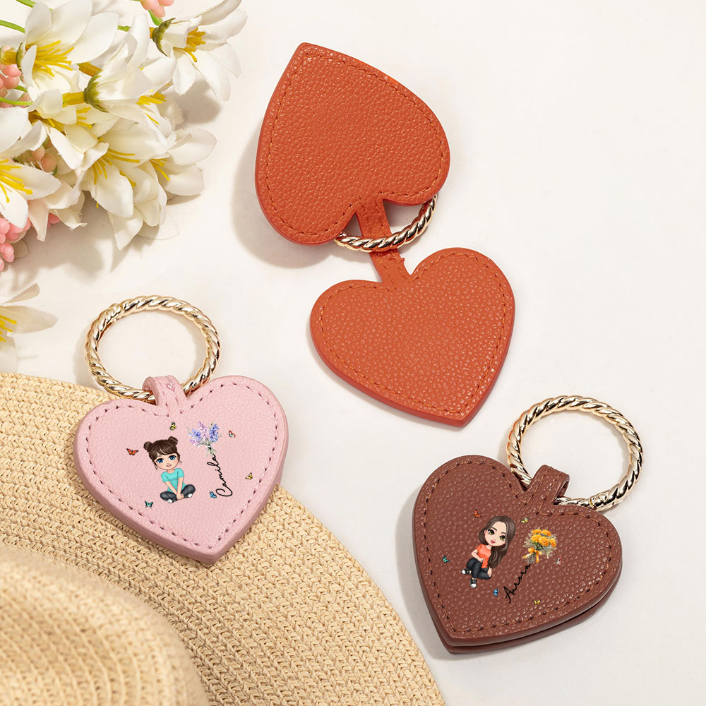 Fleur de naissance personnalisée Bouquet de dessins animés Clip magnétique en cuir pour chapeau avec nom Accessoires de voyage Cadeau d'anniversaire pour les femmes et les filles