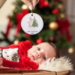 Personalized Pink Ballet Tutu Bunny Christmas Tree Ceramic Ornament with Name and Year Holiday Decor Baby Shower First Christmas Gift for Baby Girls