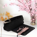 Personalized Scissor Leopard Print Portable Hair Tool Storage Bag with Heat Resistant Mat and Name Birthday Travel Accessories Gift for Women