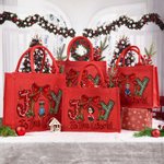 Personalised Joy To The World Cartoon Character Eco-friendly Jute Tote Bag Christmas Gift for Friend Family