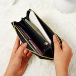 Personalized Birth Flower Cartoon Vegan Leather Wristlet Wallet with Multiple Compartments Mother's Day Wedding Bridesmaid Gift for Women Girls