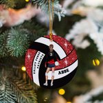 Personalized Volleyball Girl Name Round Ceramic Ornament with Number and Texts Christmas Tree Decor Birthday Team Gift for Women Sport Lovers