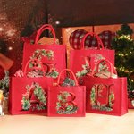 Henkilökohtainen 3D Floral Initial Red Suuri Juutti Kangaskassi nimi ja kahva Syntymäpäivä Joulujuhla suosikki lahja lapsille aikuisille