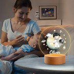 Personalisiertes Cartoon-Astronaut Planet Acryl LED-Nachtlicht mit Namen und Holzsockel Geburtstag Kinderzimmer Deko Geschenk für Jungen Mädchen