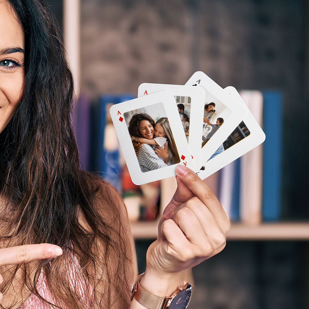 Carte da gioco personalizzate con foto e testo mazzo da 54 carte