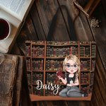 Sac fourre-tout personnalisé avec nom et poignée pour bibliothèque, lecture, dessin animé, chat, anniversaire, diplôme Cadeau pour les rats de bibliot