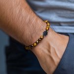 Personalized Dainty Sunflower Charm Photo Projection Adjustable Rope Bracelet with Tiger Eye Stone Beads Birthday Anniversary Gift for Women Men