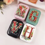 Boîte à bijoux personnalisée 3D Holly Floral Initial avec Nom Changement de couleur LED Miroir de maquillage Anniversaire Accessoires de voyage Cadeau