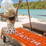 Personalised Oversized Heart Name Beach Towel Quick Dry Summer Holiday Essentials Birthday Beach Party Gift for Kids Family