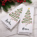 Ligne Personnalisée Arbre de Noël Magique Serviette Gaufrée Microfibre Super Absorbante avec Nom Festival Cuisine Décoration Fête de Noël Cadeau pour 