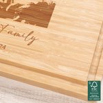 Personalisierte Familie Foto FSC Bambus graviert Charcuterie Schneidebrett mit Text und Saft Rille Housewarming Geschenk für Familie
