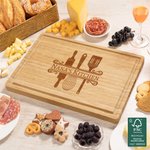 Planche à découper pour charcuterie en bambou FSC avec rainure pour le jus de fruit Cadeau de mariage de pendaison de crémaillère pour ami(e) de la famille