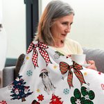 Personalized Coquette Bow Hand-drawn 1-3 Dogs Christmas Tree Pattern Blanket Christmas Home Decor Gift for Dog Pet Lover