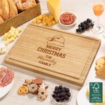Personalized Santa Hat Christmas Hut Engraved Name FSC Bamboo Charcuterie Cutting Board with Juice Groove Housewarming Holiday Gift for Family Friend