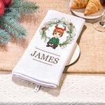 Torchon gaufré personnalisé avec nom Décoration de cuisine Cadeau de Noël pour la famille et les amis