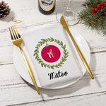 Personalized Holly Wreath Christmas Ball Super Absorbent Microfiber Waffle Towel with Initial and Name Holiday Party Kitchen Decor Gift for Family