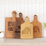 Personalized Engraved Photo Text Date Wooden Bamboo Reversible Cutting Board with Grip Made in USA Housewarming Anniversary Gift for Family