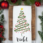 Ligne Personnalisée Arbre de Noël Magique Serviette Gaufrée Microfibre Super Absorbante avec Nom Festival Cuisine Décoration Fête de Noël Cadeau pour 