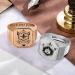 Personalisierter Wappen-Ring mit Familie Uni Logo und Text Gravur Geburtstag Vatertag Abschluss Siegelring Geschenk für Absolventen Herren Familie