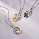 Personalised Mother and Daughter Zircon Heart Pendant Necklace with Engraved Text Dainty Jewellery Mother's Day Birthday Anniversary Gift for Women