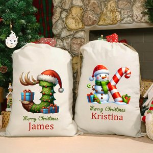 Santa's Little Helper klaar om vreugde te delen - Gepersonaliseerde koord Canvas Gift Bag Party Favors Kerstcadeau