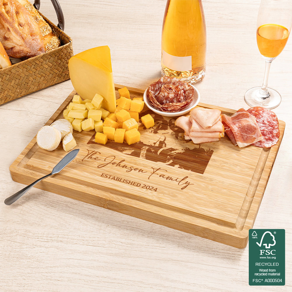 Personalisierte Familie Foto FSC Bambus Graviert Charcuterie personalisierte-familie-foto-fsc-bambus-graviert-charcuterie