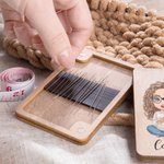 Personalised Cartoon Crochet Knitting Mom Grandma Wooden Needle Storage Box with Magnet and Name Christmas Birthday Gift for Women Craft Lovers