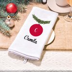 Personalized Holly Wreath Christmas Ball Super Absorbent Microfiber Waffle Towel with Initial and Name Holiday Party Kitchen Decor Gift for Family
