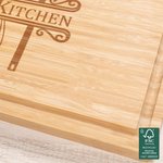 Planche à découper pour charcuterie en bambou FSC avec rainure pour le jus de fruit Cadeau de mariage de pendaison de crémaillère pour ami(e) de la famille