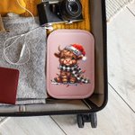 Gepersonaliseerde kerstmuts Highland Cow sieradendoos met naam LED veranderende kleur make-up spiegel verjaardag kerstcadeau voor Highland Cow liefheb