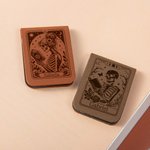 Personalised Floral Skeleton Read Till Death Magnetic PU Leather Bookmark Clip with Name School Office Stationary Supplies Birthday Gift for Bookworms