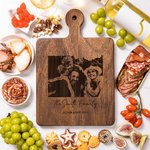 Personalized Engraved Photo Text Date Wooden Bamboo Reversible Cutting Board with Grip Made in USA Housewarming Anniversary Gift for Family