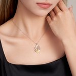 Personalised Mother and Daughter Zircon Heart Pendant Necklace with Engraved Text Dainty Jewellery Mother's Day Birthday Anniversary Gift for Women
