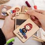 Personalised Cartoon Crochet Knitting Mom Grandma Wooden Needle Storage Box with Magnet and Name Christmas Birthday Gift for Women Craft Lovers