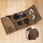 Henkilökohtainen kannettava nahkainen johtojärjestäjä kaiverrettu monogrammi Tech Accessory Isänpäivä syntymäpäivälahja Travel Innostunut Business Mie