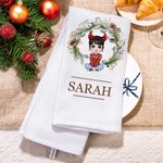 Torchon gaufré personnalisé avec nom Décoration de cuisine Cadeau de Noël pour la famille et les amis