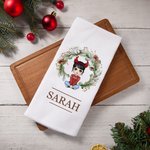 Torchon gaufré personnalisé avec nom Décoration de cuisine Cadeau de Noël pour la famille et les amis